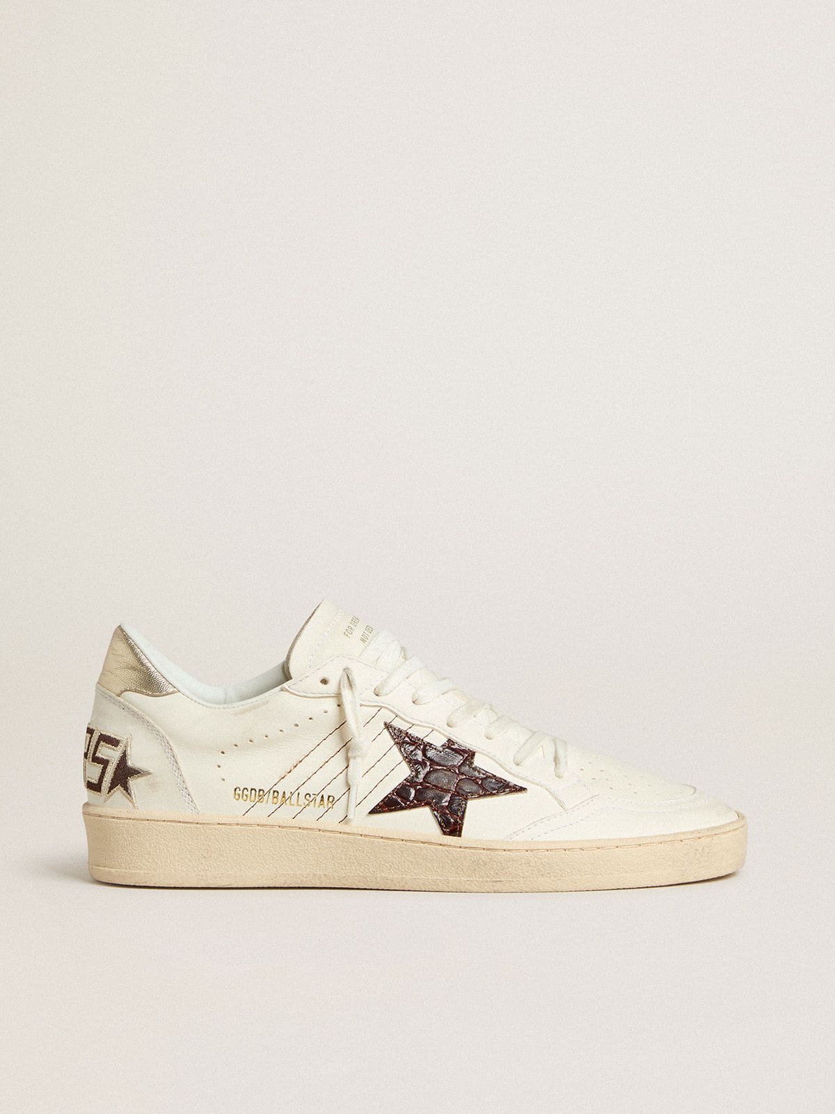 Ball Star with burgundy croc-print leather star and gold heel tab - Golden Goose Women