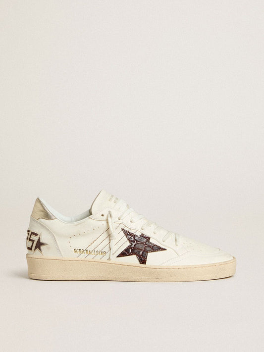 Ball Star with burgundy croc-print leather star and gold heel tab - Golden Goose Women
