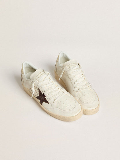 Ball Star with burgundy croc-print leather star and gold heel tab - Golden Goose Women