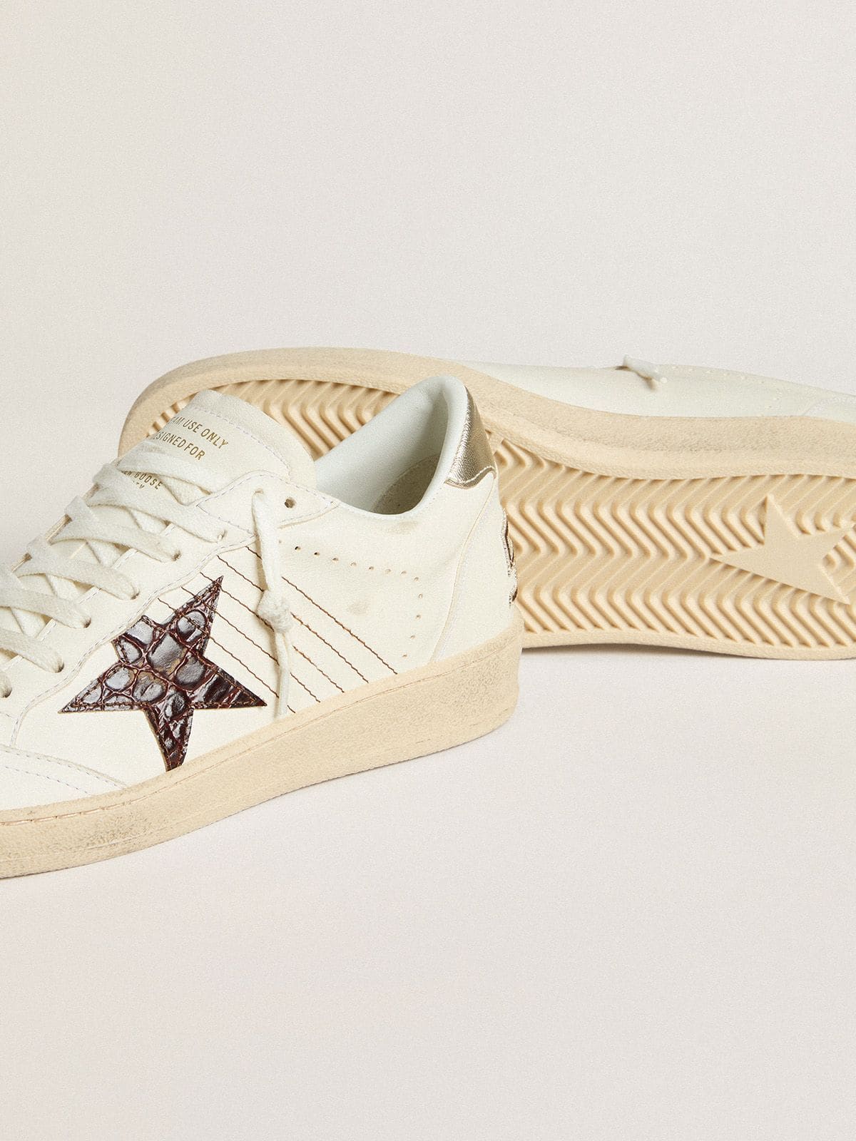 Ball Star with burgundy croc-print leather star and gold heel tab - Golden Goose Women