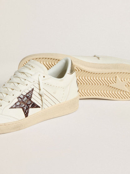 Ball Star with burgundy croc-print leather star and gold heel tab - Golden Goose Women