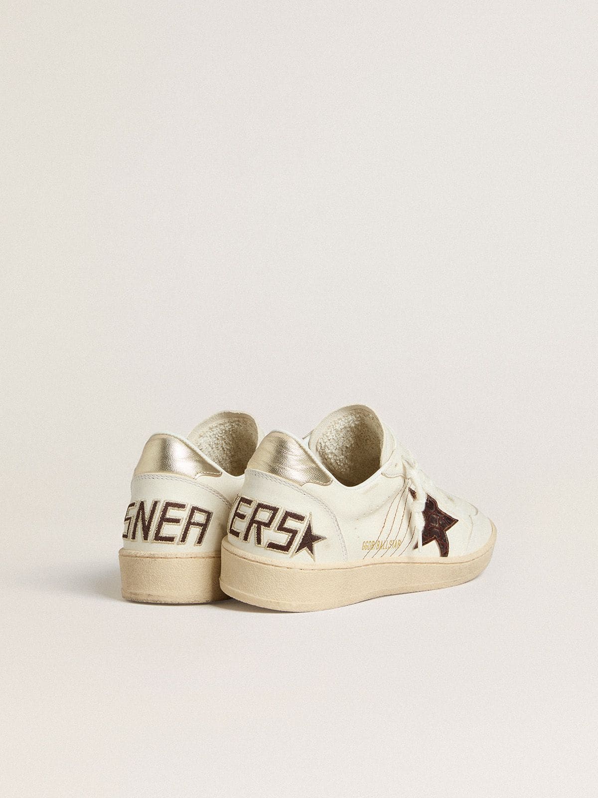 Ball Star with burgundy croc-print leather star and gold heel tab - Golden Goose Women