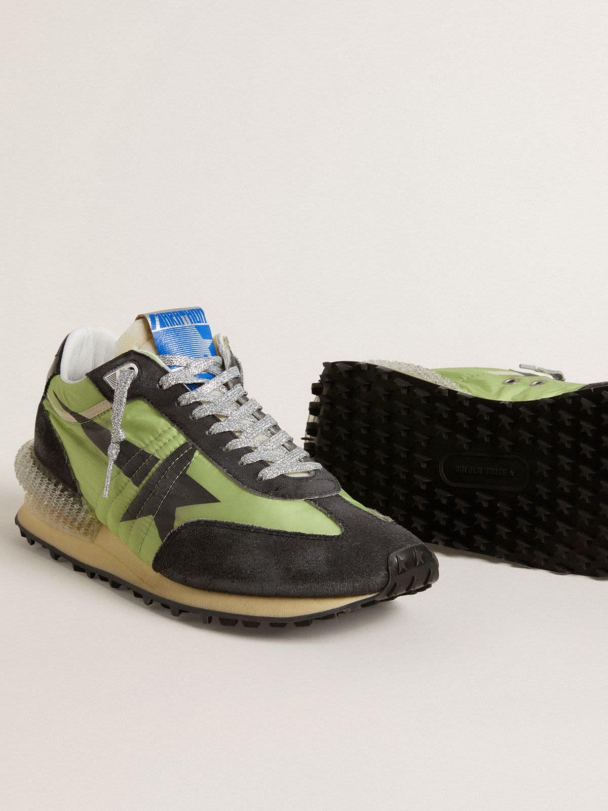 Women’s Marathon with green nylon upper and black star - Golden Goose Women