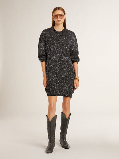 Women's Wish Star boots in black leather with star embroidery - Golden Goose Women