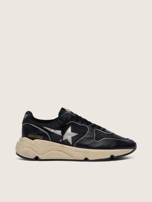 Women’s Running Sole in black nappa leather and nylon with a silver leather star - Golden Goose Women