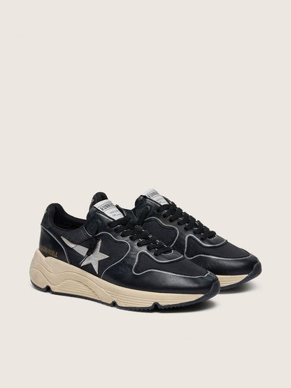 Women’s Running Sole in black nappa leather and nylon with a silver leather star - Golden Goose Women