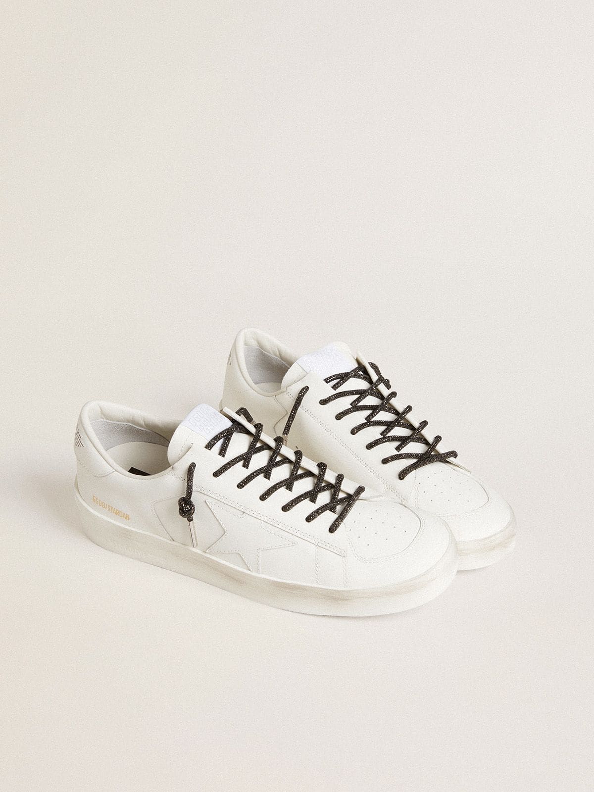 Black laces with silver-colored Swarovski rhinestones - Golden Goose Women|Men