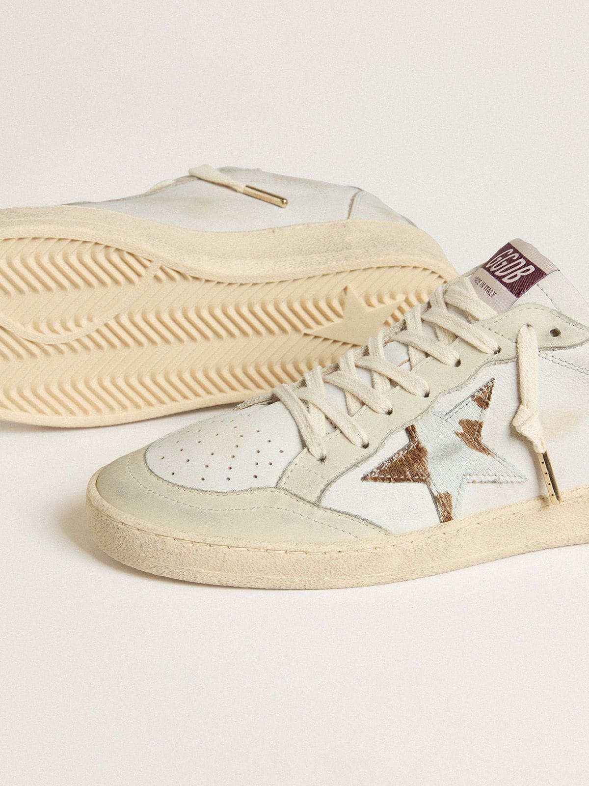 Ball Star with animal-print pony skin star and tobacco leather heel tab - Golden Goose Women