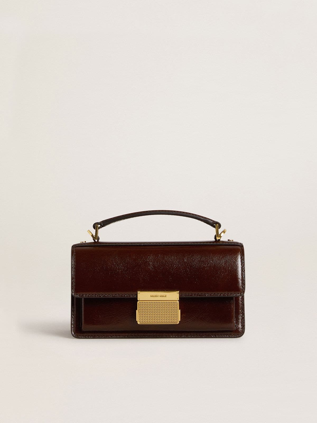 Small Venezia Bag in dark brown laminated leather with gold details - Golden Goose Women