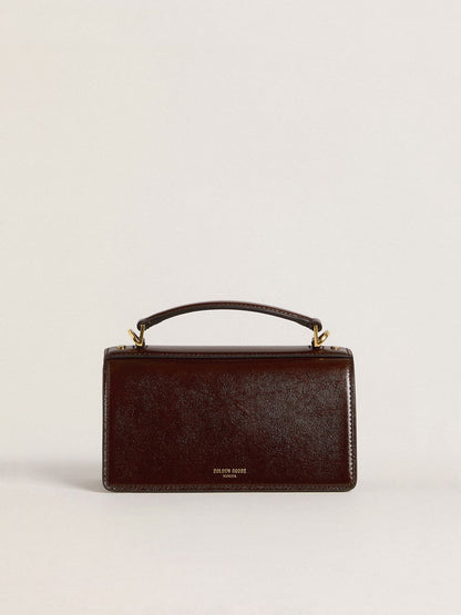 Small Venezia Bag in dark brown laminated leather with gold details - Golden Goose Women