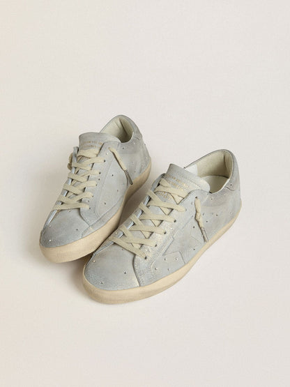 Women's Super-Star LTD in platinum suede and Swarovski crystals with platinum suede star - Golden Goose Women