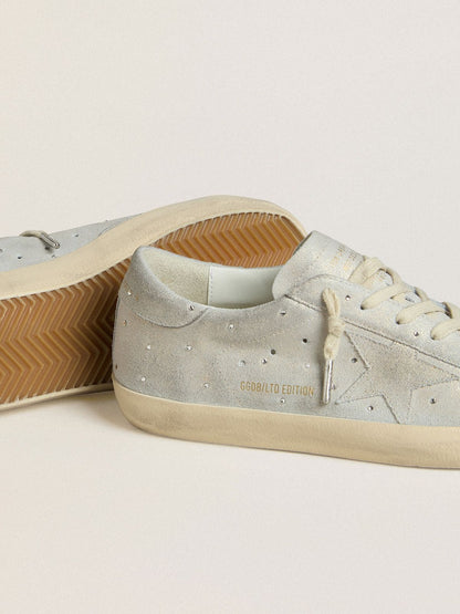 Women's Super-Star LTD in platinum suede and Swarovski crystals with platinum suede star - Golden Goose Women