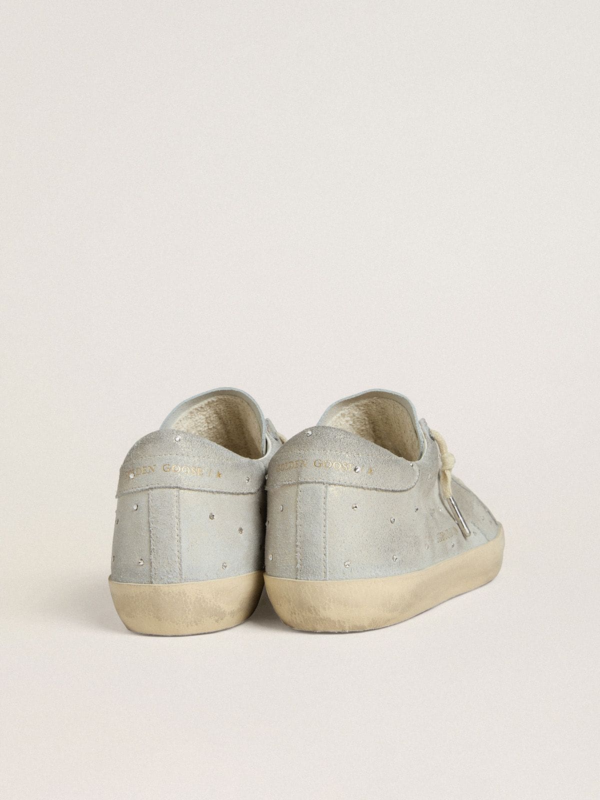 Women's Super-Star LTD in platinum suede and Swarovski crystals with platinum suede star - Golden Goose Women