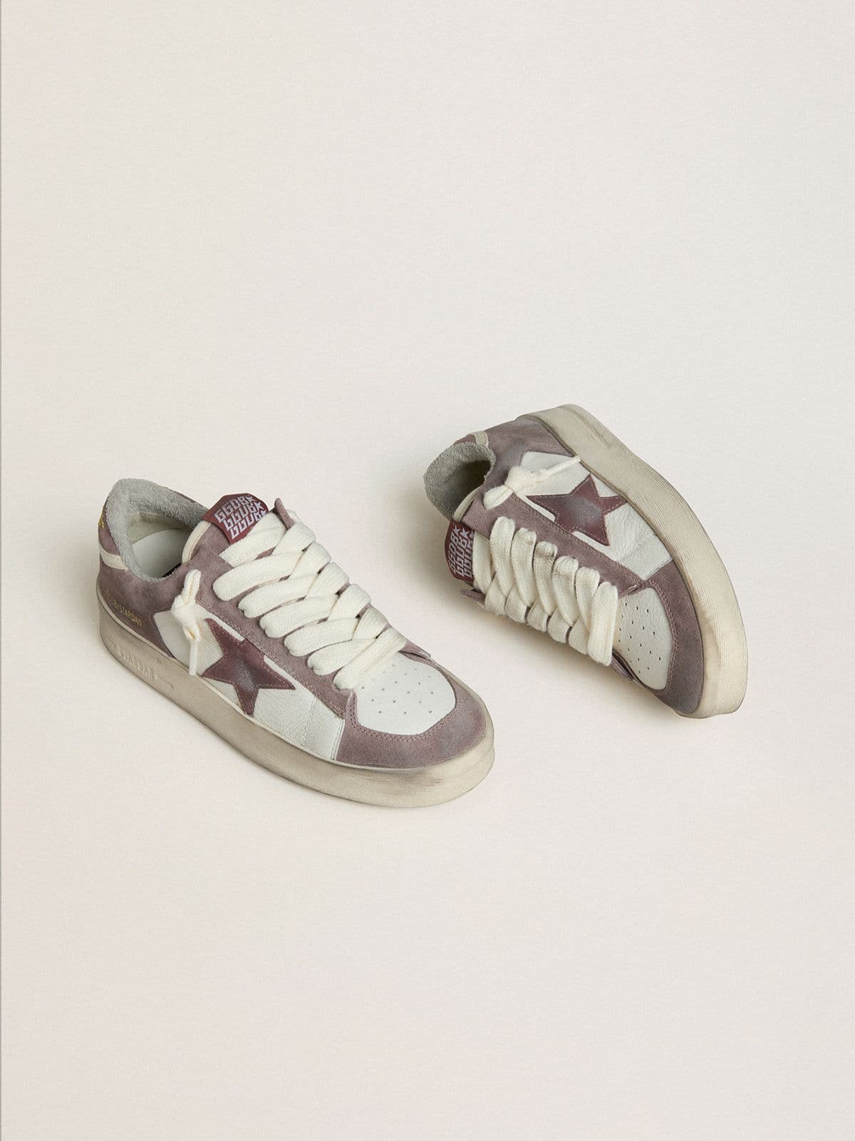 Women's Stardan LTD in nappa leather and suede with mauve suede star and lavender suede heel tab - Golden Goose Women