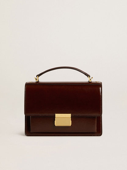 Venezia Bag in dark brown laminated leather with gold details - Golden Goose Women