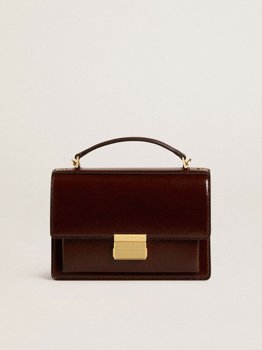 Venezia Bag in dark brown laminated leather with gold details - Golden Goose Women