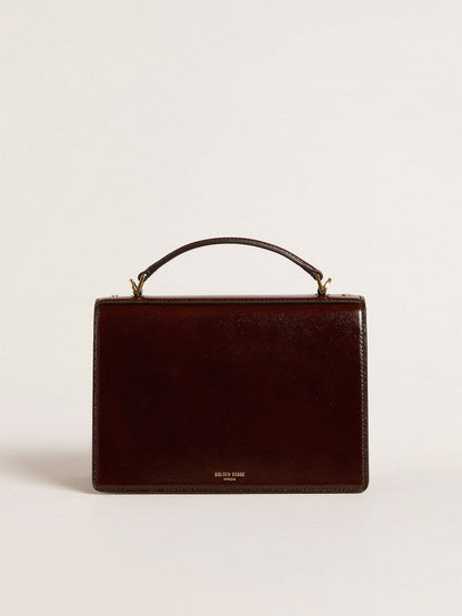 Venezia Bag in dark brown laminated leather with gold details - Golden Goose Women