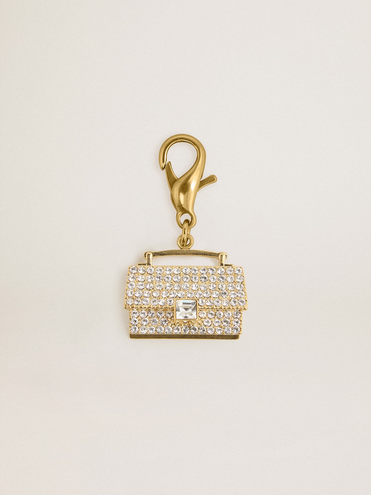Purse-shaped charm in gold-colored brass with crystals - Golden Goose Women