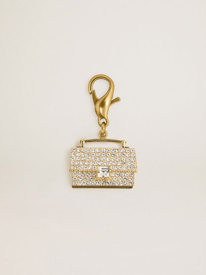 Purse-shaped charm in gold-colored brass with crystals - Golden Goose Women
