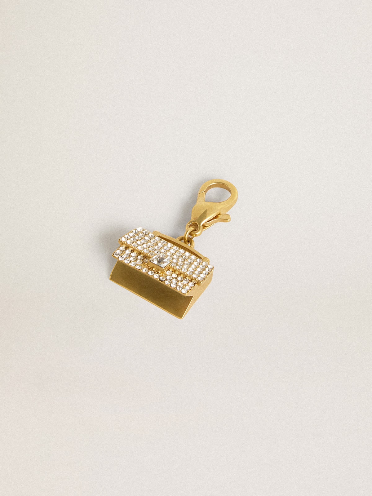 Purse-shaped charm in gold-colored brass with crystals - Golden Goose Women
