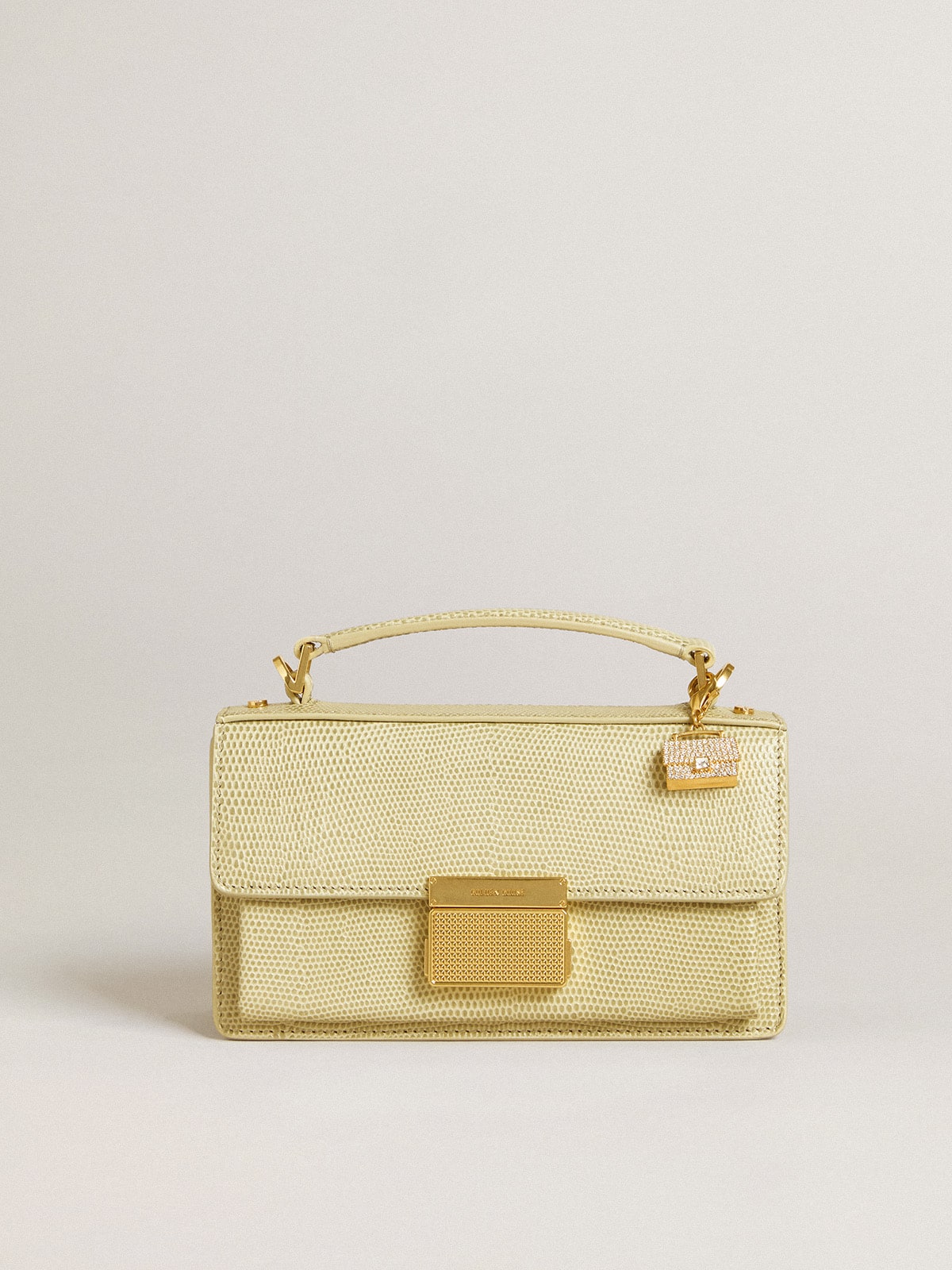 Purse-shaped charm in gold-colored brass with crystals - Golden Goose Women