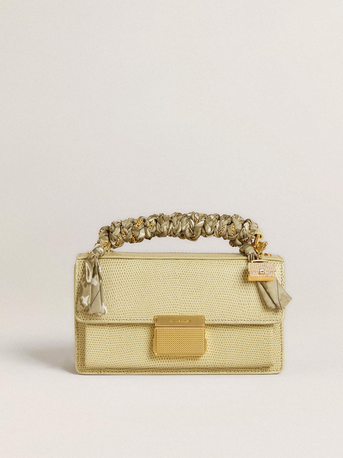 Purse-shaped charm in gold-colored brass with crystals - Golden Goose Women