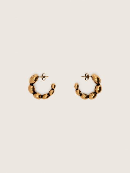 Hoop earrings with antique gold-colored studs - Golden Goose Women