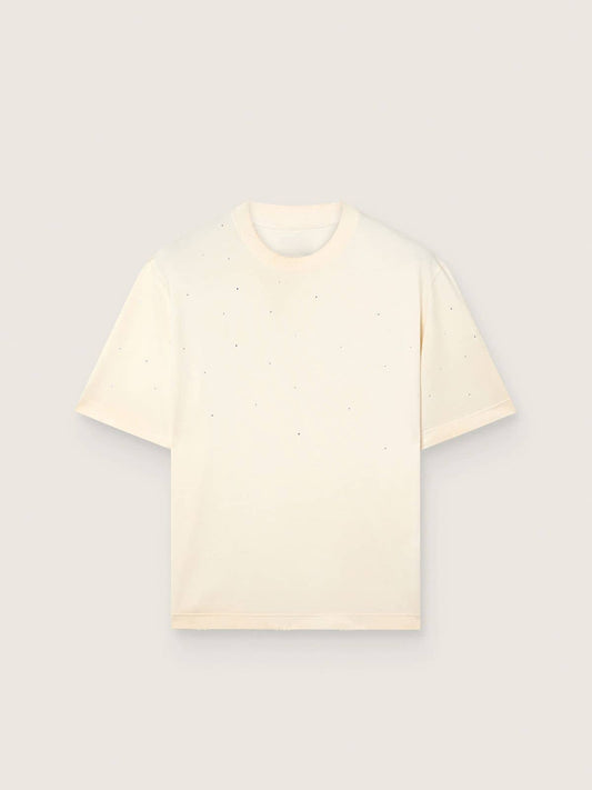 Star unisex T-shirt in white cotton with all-over gradient crystals and print on the back - Golden Goose Women|Men
