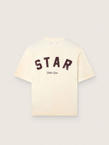 Star unisex T-shirt in white cotton with all-over gradient crystals and print on the back - Golden Goose Women|Men