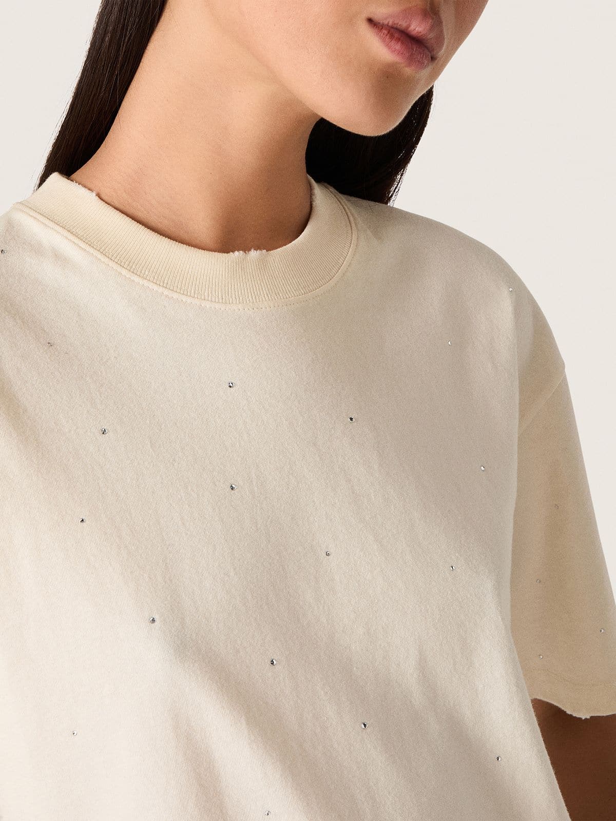 Star unisex T-shirt in white cotton with all-over gradient crystals and print on the back - Golden Goose Women|Men
