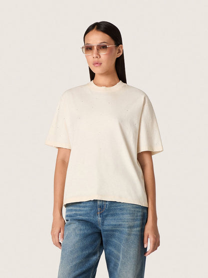 Star unisex T-shirt in white cotton with all-over gradient crystals and print on the back - Golden Goose Women|Men