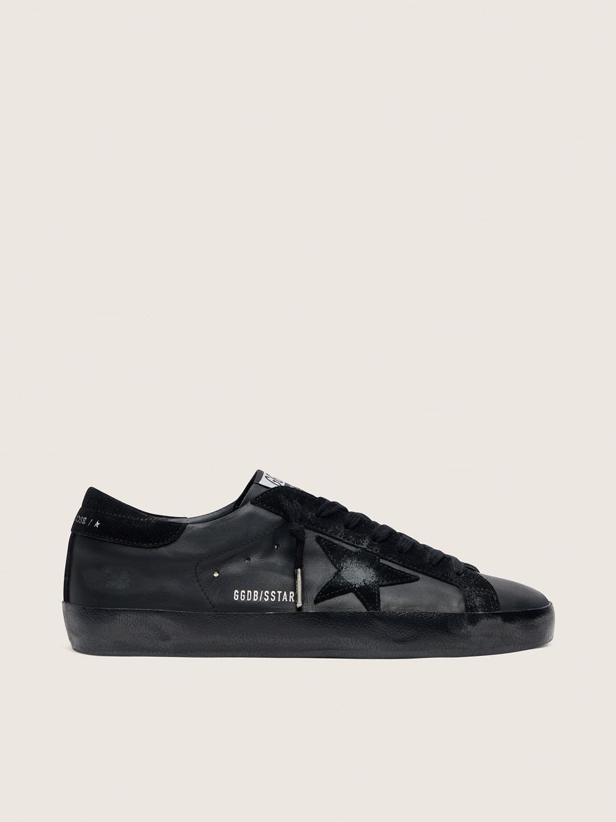 Women's Super-Star in black nappa with black suede star and heel tab - Golden Goose Women