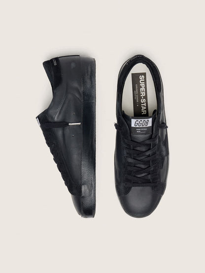 Women's Super-Star in black nappa with black suede star and heel tab - Golden Goose Women