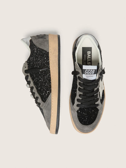 Women's gray and black Ball Star LTD in glitter with Skins - Golden Goose Women
