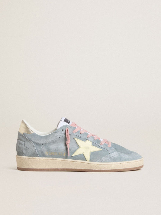 Women's Ball Star in powder-blue suede with cream-colored leather star - Golden Goose Women