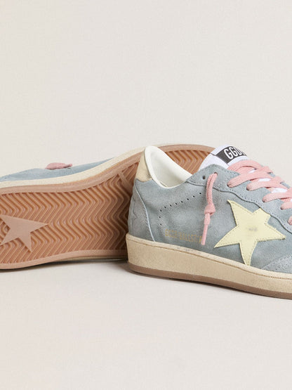 Women's Ball Star in powder-blue suede with cream-colored leather star - Golden Goose Women