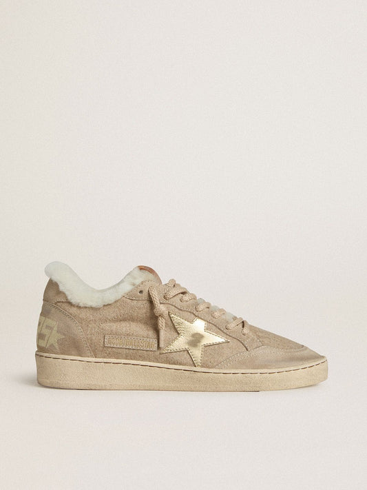 Women's Ball Star in wool with gold leather star and white shearling lining - Golden Goose Women