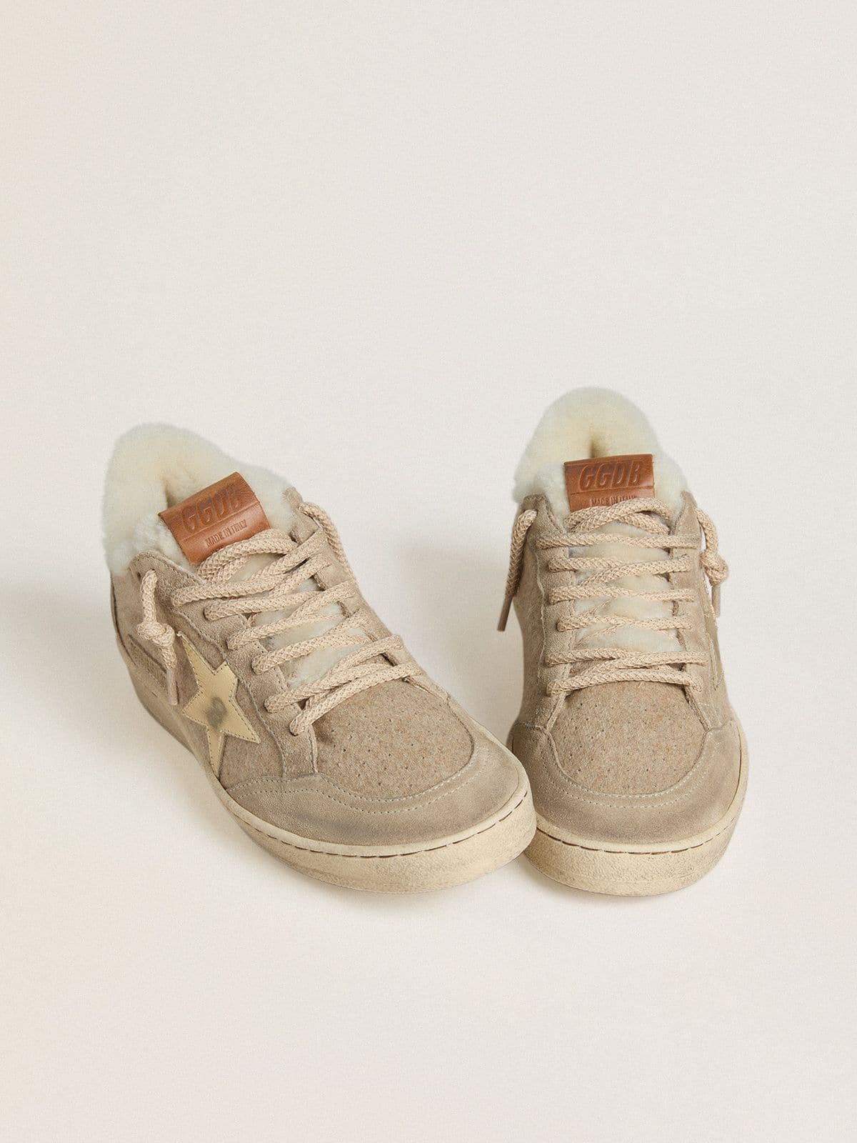 Women's Ball Star in wool with gold leather star and white shearling lining - Golden Goose Women