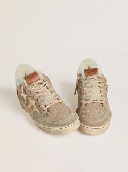 Women's Ball Star in wool with gold leather star and white shearling lining - Golden Goose Women