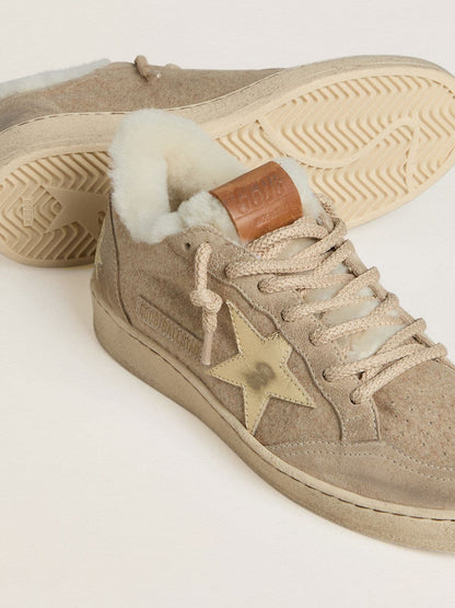 Women's Ball Star in wool with gold leather star and white shearling lining - Golden Goose Women
