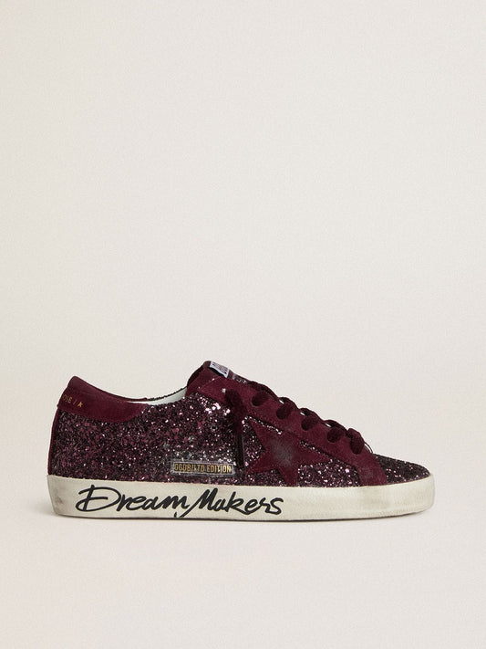 Women's Super-Star LTD in cherry glitter with cherry suede star - Golden Goose Women