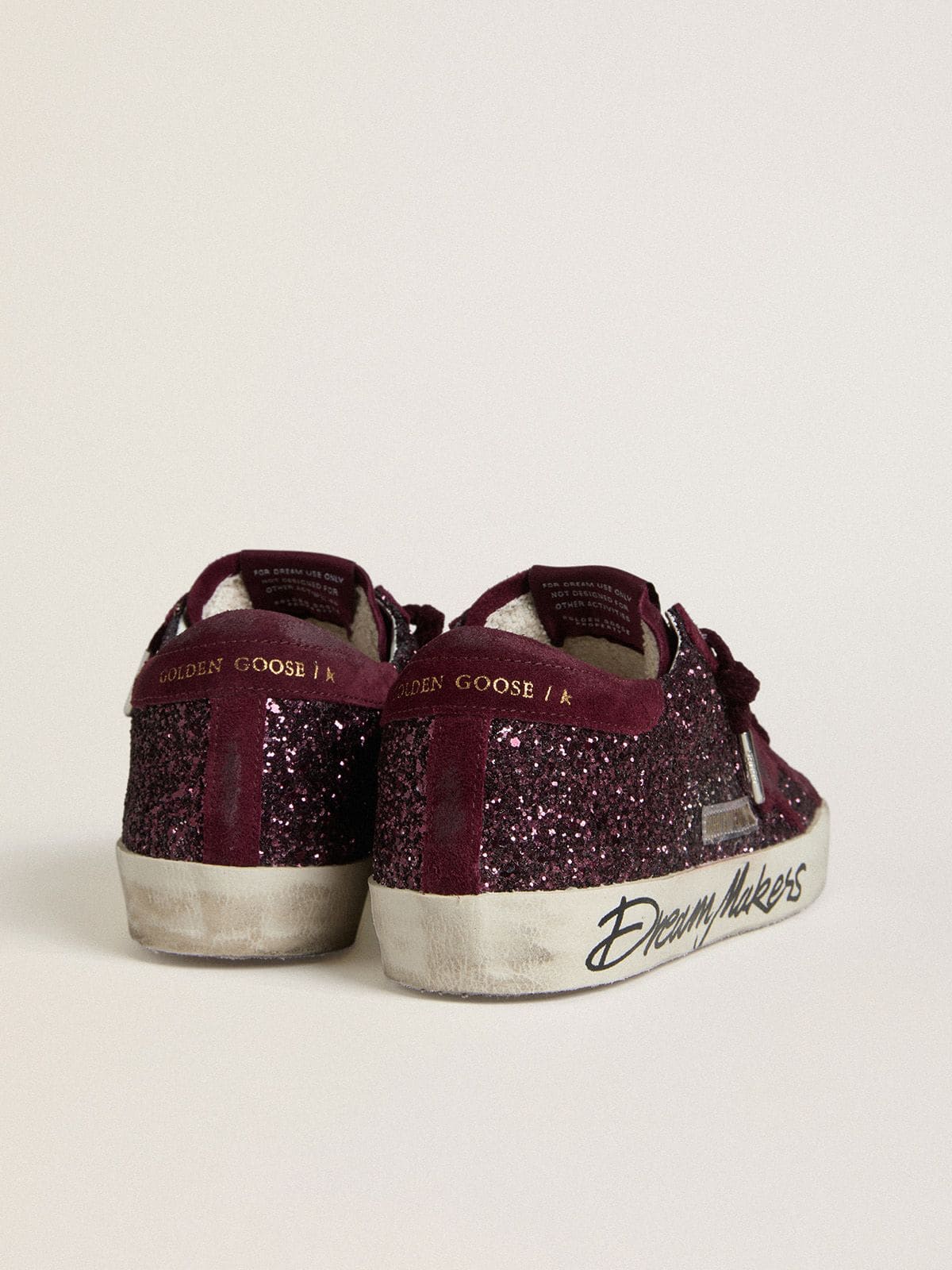 Women's Super-Star LTD in cherry glitter with cherry suede star - Golden Goose Women