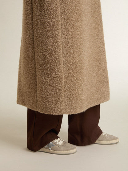 Women's Ball Star LTD in beige suede with silver metallic leather star and white leather heel tab - Golden Goose Women