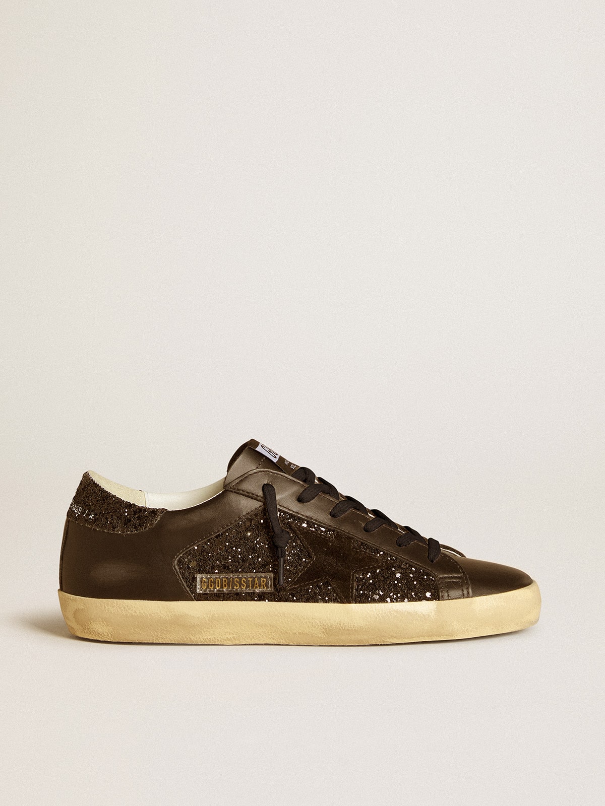 Women's Super-Star in black glitter with black suede star and leather inserts - Golden Goose Women