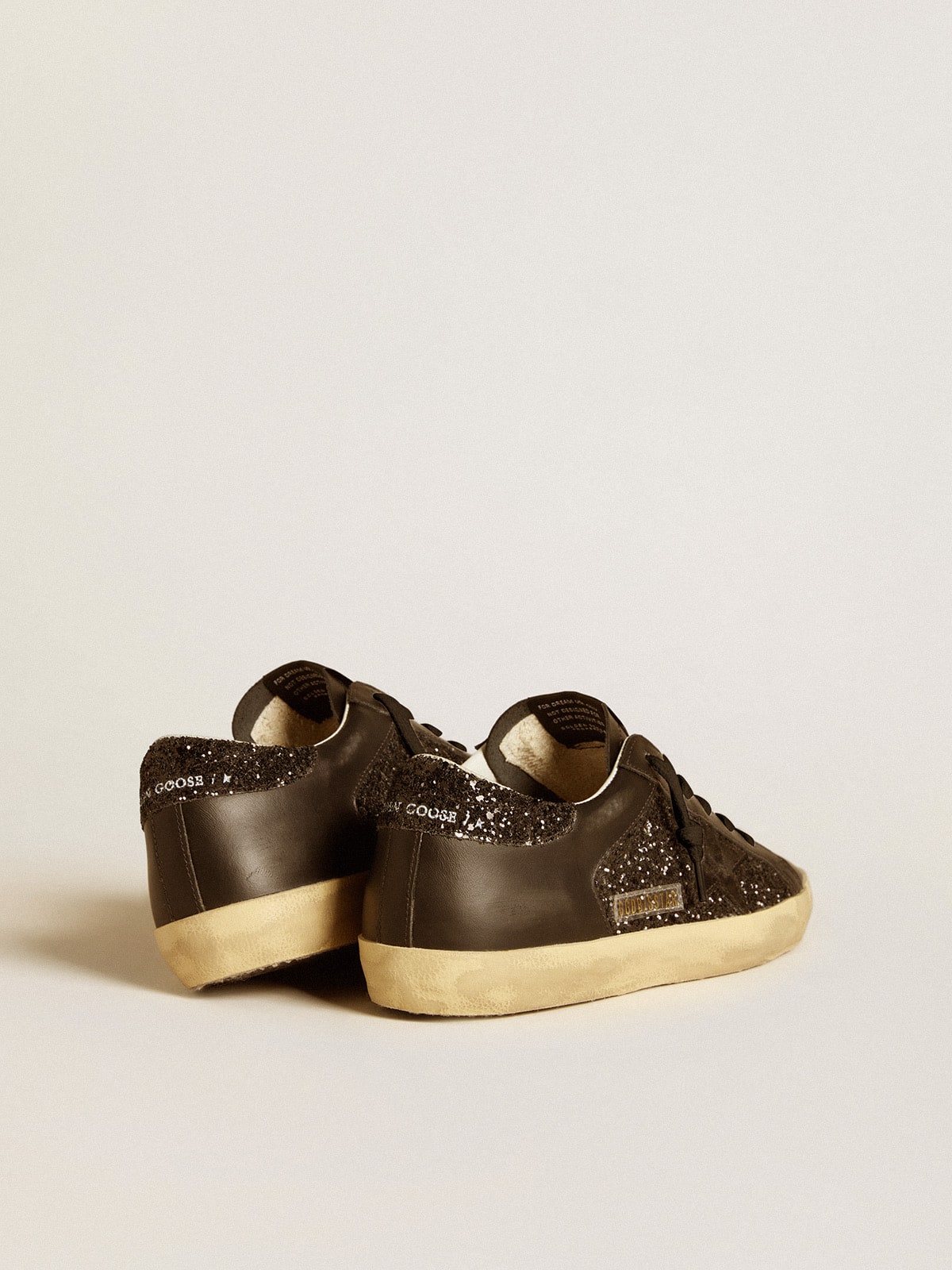 Women's Super-Star in black glitter with black suede star and leather inserts - Golden Goose Women