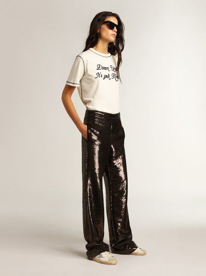 Women's Super-Star with silver star and brown glitter heel tab - Golden Goose Women