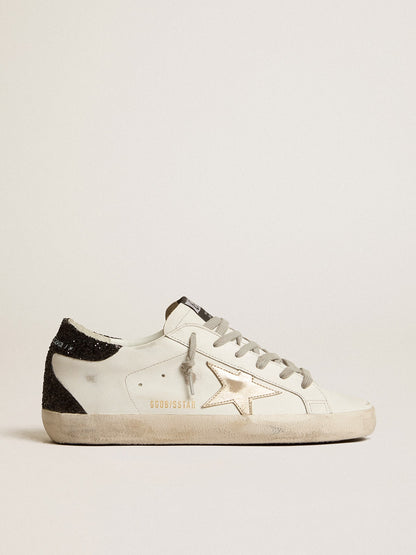 Women's Super-Star with gold star and black glitter heel tab - Golden Goose Women