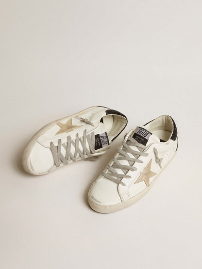 Women's Super-Star with gold star and black glitter heel tab - Golden Goose Women