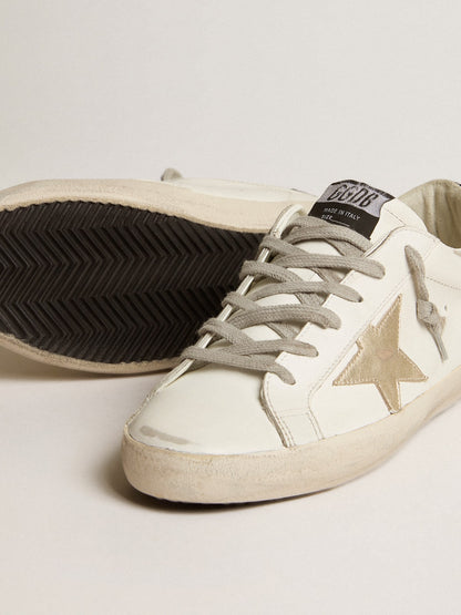Women's Super-Star with gold star and black glitter heel tab - Golden Goose Women
