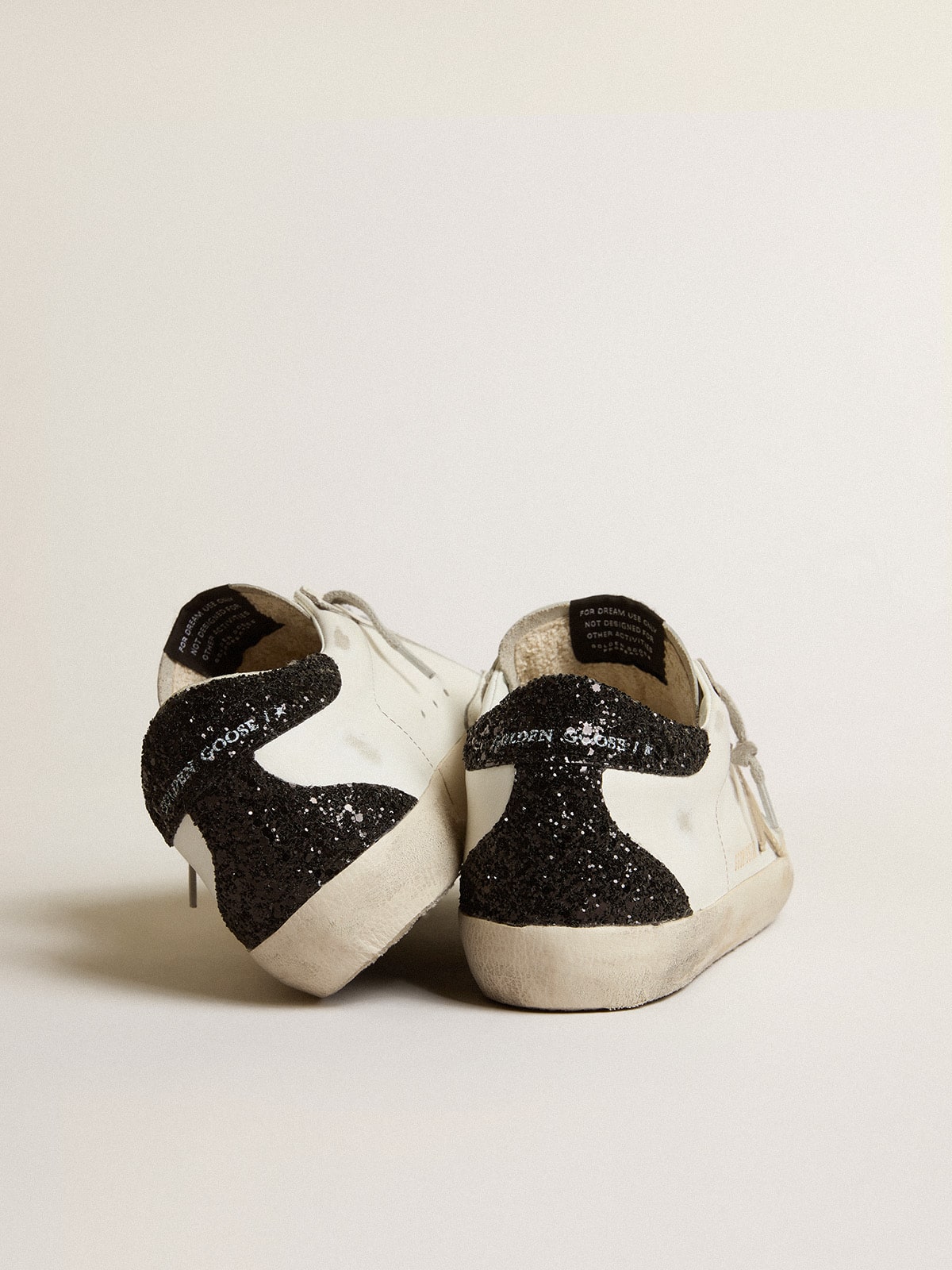 Women's Super-Star with gold star and black glitter heel tab - Golden Goose Women